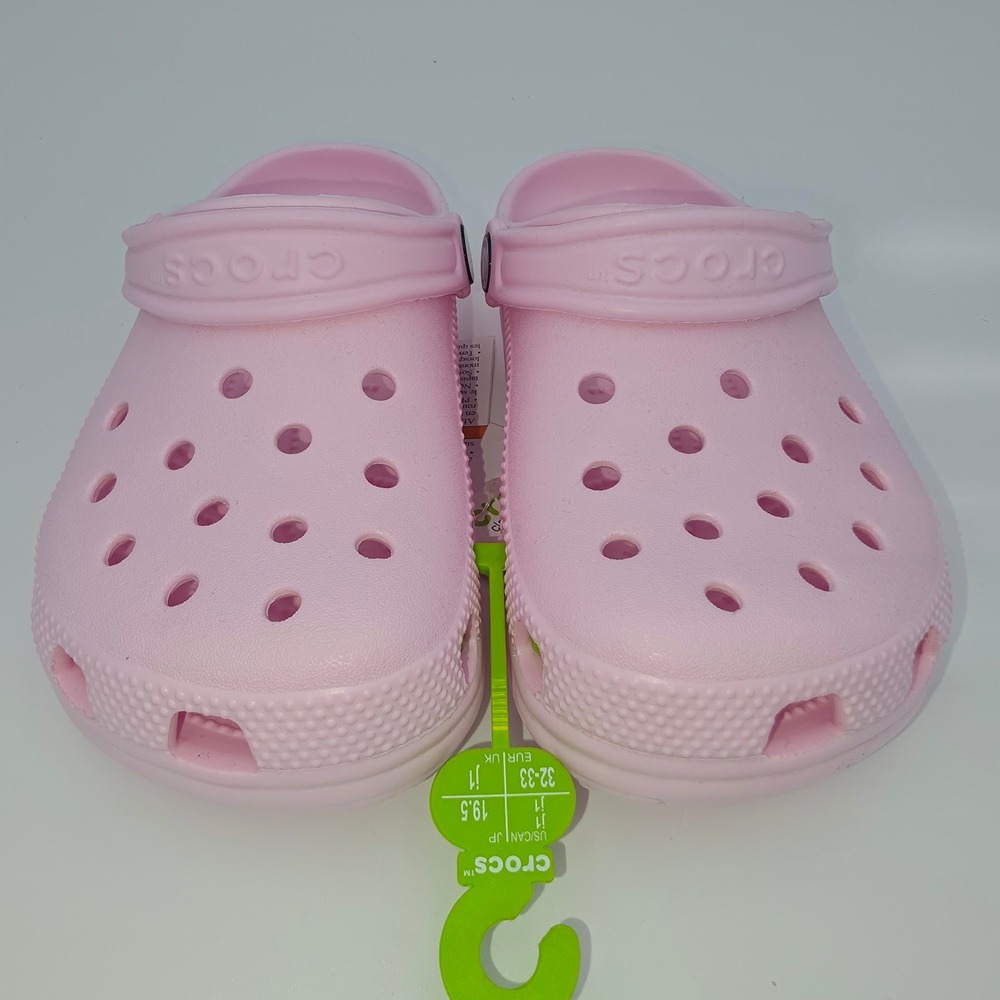 Crocs Classic Clog K Kids Pink Slip On Water Shoes J1 206991-6ZW NWT